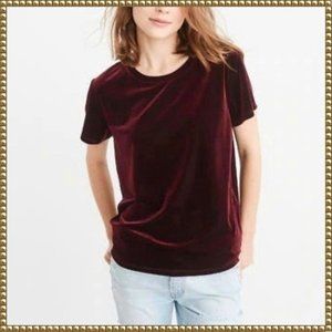 Abercrombie & Fitch Burgundy Velvet Boyfriend Tee size XS